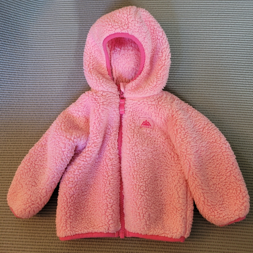 9-12 Month Snozu Snow Winter Coat Jacket Baby Infant Pink Fluffy Warm Soft Hood